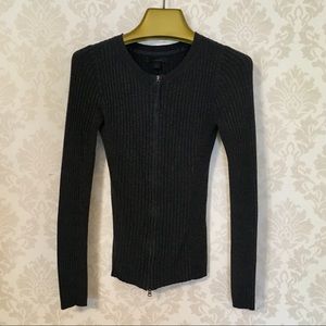 Express dark grey ribbed zip up/down sweater.